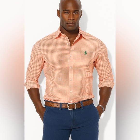 Polo Ralph Lauren Other - Ralph Lauren Polo orange white green gingham Men’s Button-Down Shirt – Large –
